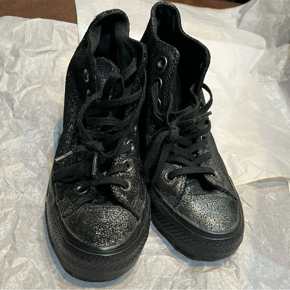 Converse Chuck Taylor All Star Lux Hidden Heel Wedge Black Silver Womens 6. - Picture 3 of 11